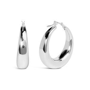 Haus of Brilliance .925 Sterling Silver Graduated Hoop Earrings - 9MM Wide